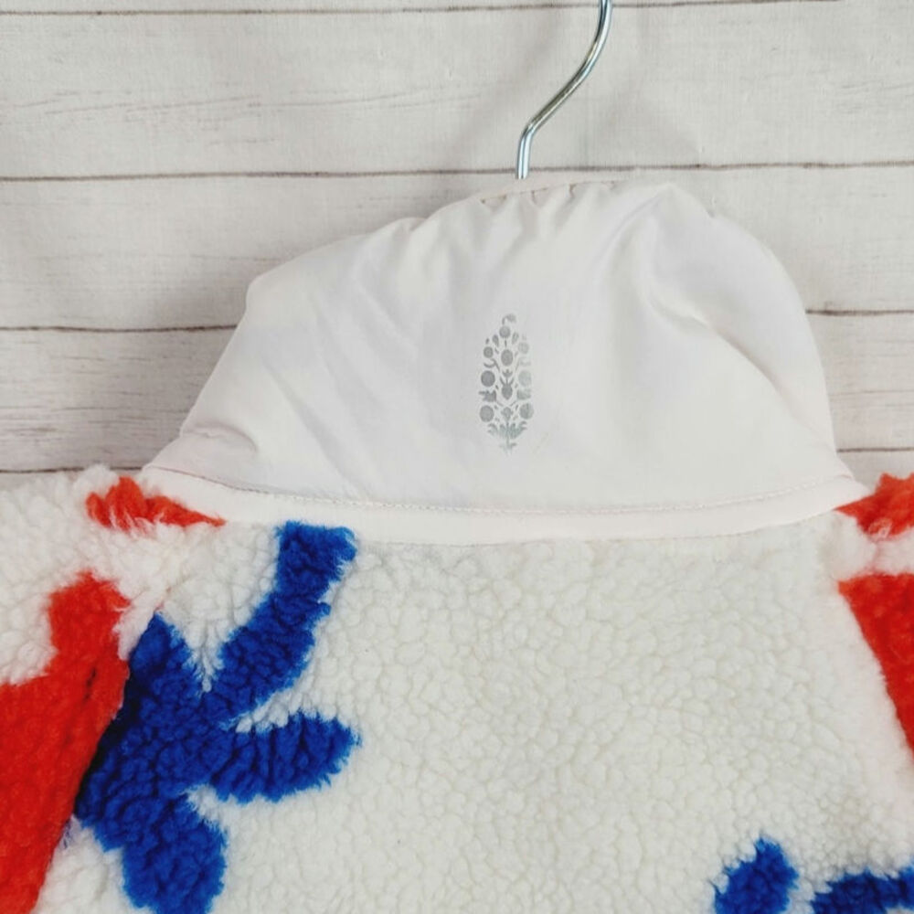 Free People Red White and Blue Floral Sherpa Jacket - Picture 11 of 16